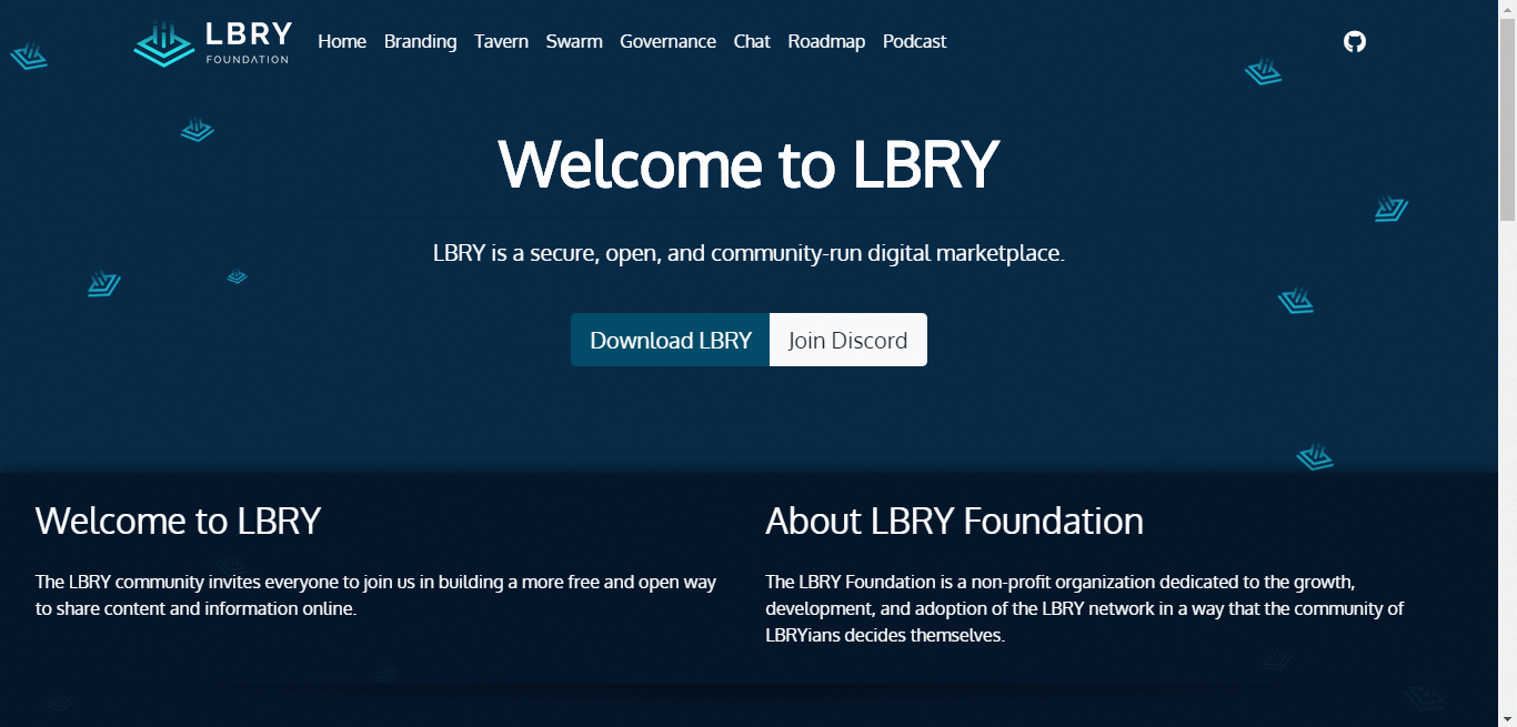 screenshot of lbry.org website designed by lbry.co